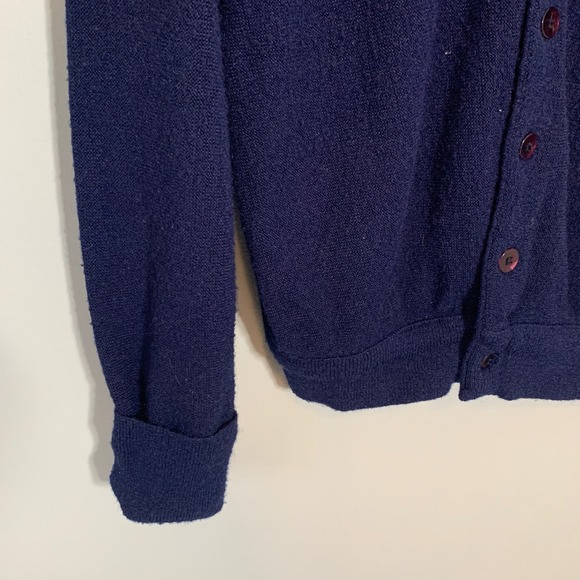 Vintage Lord Jeff Jefflinks Navy Blue Button Cardigan Sweater Made in USA - Picture 2 of 10